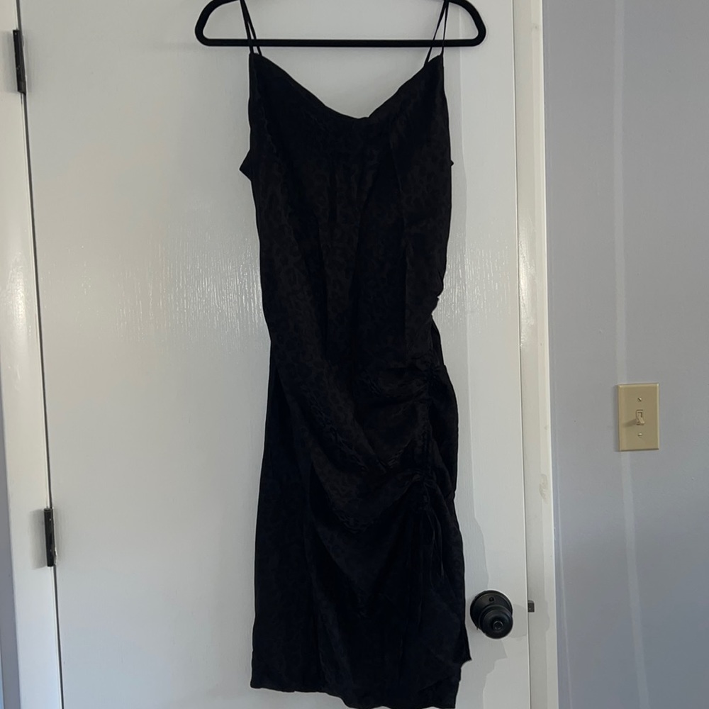 Skies are Blue black leopard print side cinch dress